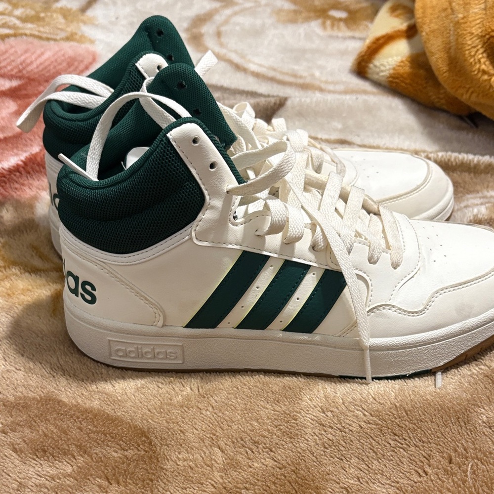 Adidas White and Dark Green Sneakers